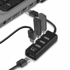 Ewent EW1123 hub de interfaz USB 2.0 480 Mbit/s Negro