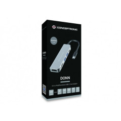 Conceptronic DONN02G base para portátil y replicador de puertos USB 3.2 Gen 1 (3.1 Gen 1) Type-C Aluminio