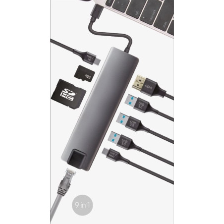 Docking coolbox usb tipo c hdmi rj45 usb hub