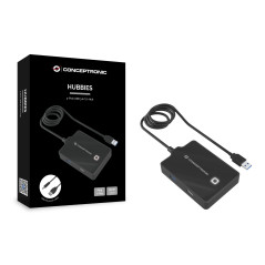 Conceptronic HUBBIES10B base para portátil y replicador de puertos USB 3.2 Gen 1 (3.1 Gen 1) Type-A Negro