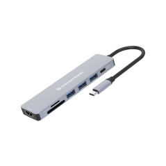 Conceptronic DONN19G base para portátil y replicador de puertos Alámbrico USB 3.2 Gen 1 (3.1 Gen 1) Type-C Gris