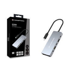 Conceptronic DONN22G base para portátil y replicador de puertos Alámbrico USB 3.2 Gen 2 (3.1 Gen 2) Type-C Gris