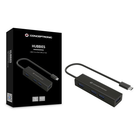 Conceptronic HUBBIES07B hub de interfaz USB 3.2 Gen 1 (3.1 Gen 1) Type-C 5000 Mbit/s Negro