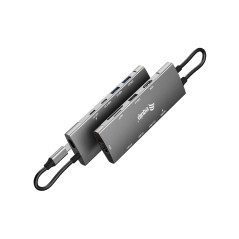 Equip Adaptador multifunción USB-C 9 en 1, HDMI 4K/60Hz, Gigabit LAN, USB 3.2 GEN1, SD/TF, 100W USB PD