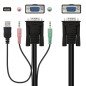Conmutador kvm nanocable vga usb 1u - 2pc+cable - negro