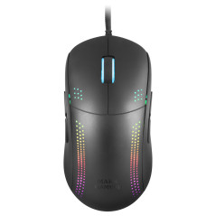 Mars Gaming MMPRO, Ratón Ambidiestro Ultra-Ligero, RGB Chroma, Óptico 32000 DPI, Negro
