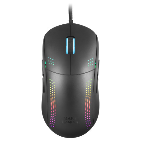 Mars Gaming MMPRO, Ratón Ambidiestro Ultra-Ligero, RGB Chroma, Óptico 32000 DPI, Negro