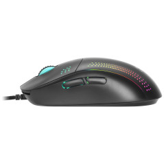 Mars Gaming MMPRO, Ratón Ambidiestro Ultra-Ligero, RGB Chroma, Óptico 32000 DPI, Negro
