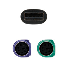 Nanocable CONVERSOR PS/2(TECLADO+RATON) A USB, TIPO 2xPS/2/H-A/M, 15 CM