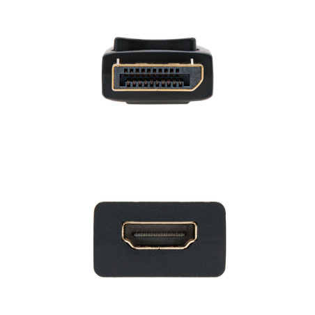Adaptador displayport a hdmi nanocable macho - hembra 15cm negro