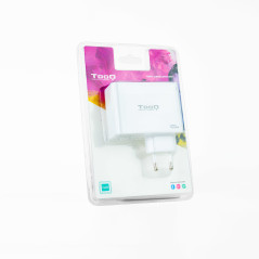 Cargador de pared tooq gan 2 x usb tipo 1 x usb tipo a 100w