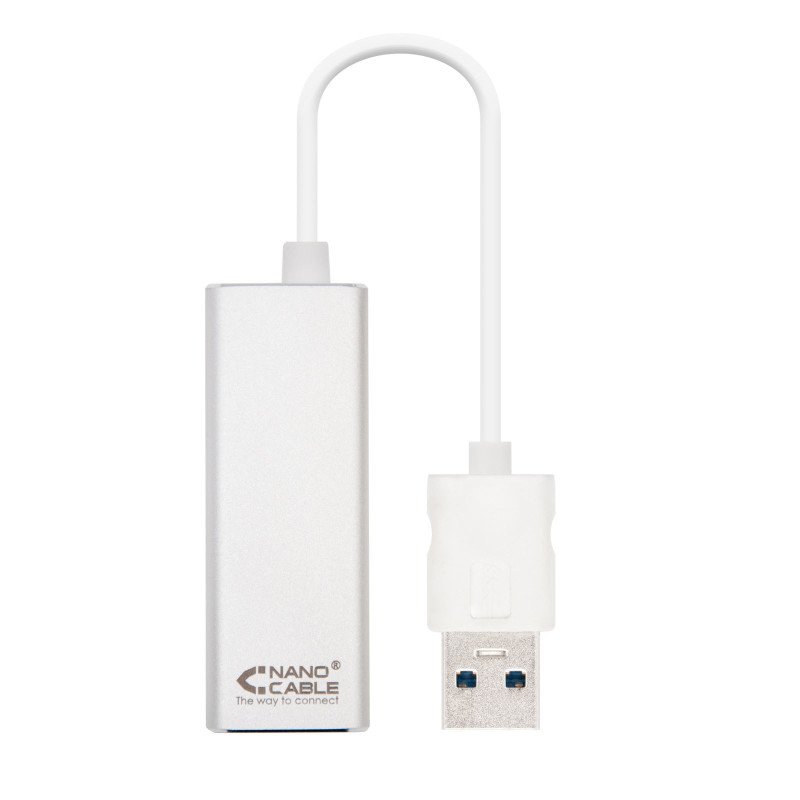 Cable conversor usb 3.0 a gigabit ethernet nanocable 10 - 100 - 1000mbps 15cm -  macho - hembra -  aluminio