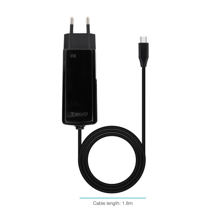 Cargador de pared tooq tqlc - usbcgan65pd - c 65w usb tipo c negro