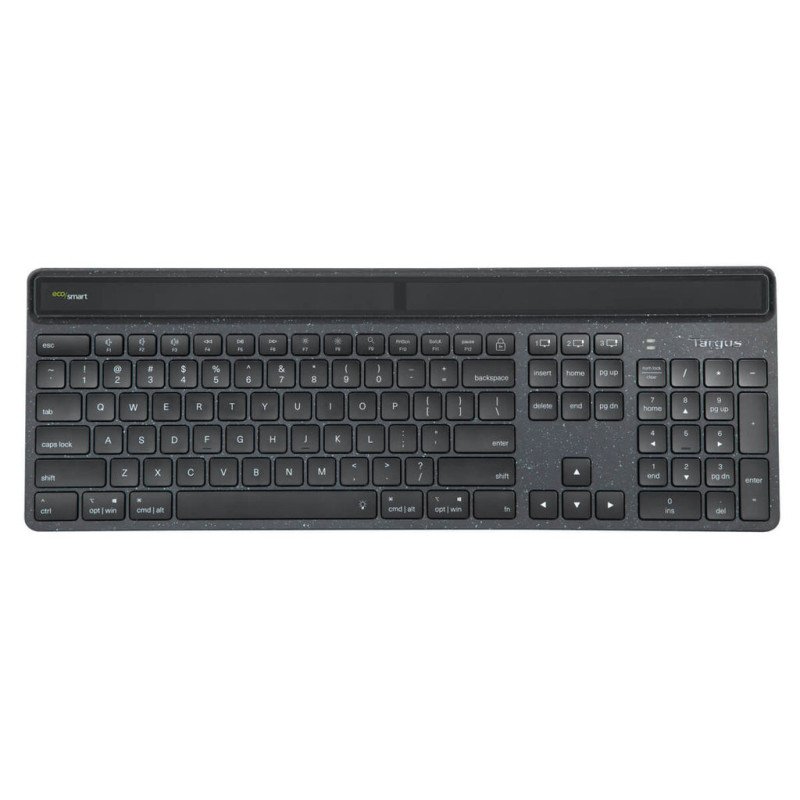 Teclado inalambrico targus akb868es ecosmart solar keyboard antimicrobiano bluetooth full size usb - c negro