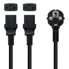 Nanocable Cable de Alimentación CEE7/M a 2xC13/H, Negro, 1.8 m