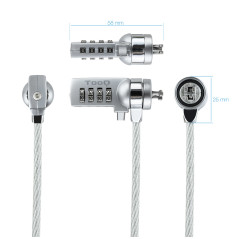 TooQ TQCLKC0015 cavo di sicurezza Argento 1,5 m