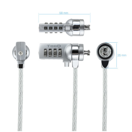 Cable seguridad tooq combinacion 1.5m