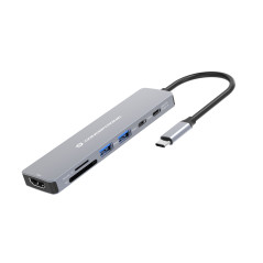 Conceptronic DONN28G base para portátil y replicador de puertos Alámbrico USB 3.2 Gen 1 (3.1 Gen 1) Type-C Gris