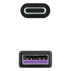 Nanocable USB 2.0, 0.5m cable USB 0,5 m USB C USB A Negro