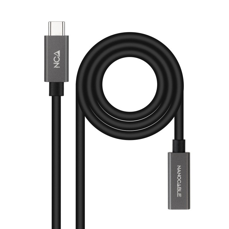 Cable usb tipo c nanocable 0.5m -  macho - hembra -  negro