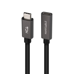 Nanocable Cable Prolongador USB-C 3.2 Gen2x2 20Gbps 3A, 4K 60Hz, USB-C M-USB-C H, Negro, 0.5 m
