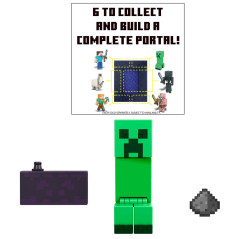 Figura mattel minecraft creeper con accesorios portal