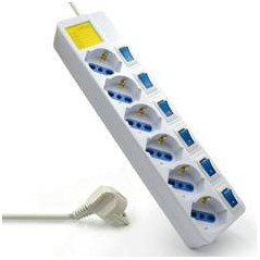 Regleta ewent 6 tomas con encendido y apagado blanco