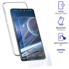 Carcasa myway para apple iphone 14 plus transparente + protector pantalla cristal templado