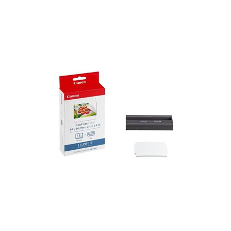 Papel foto canon selphy kc - 18if + tinta 18 adhesivos tarjeta credito series cp