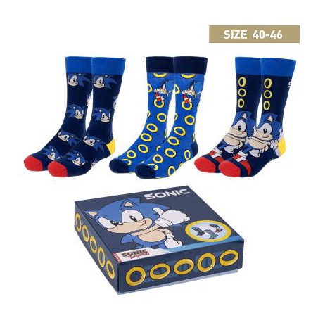 Pack calcetines 3 piezas sonic talla 40 -  46