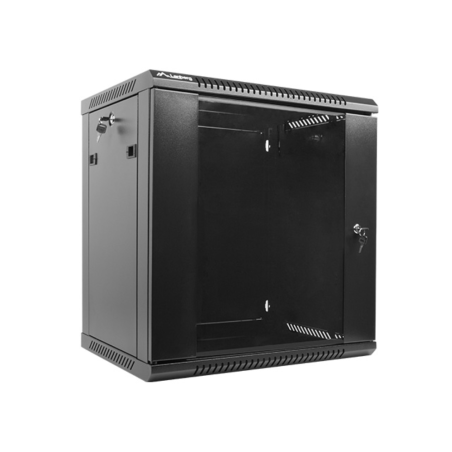 Armario lanberg mural rack 19 pulgadas 12u - 600x450 flat pack v2 negro