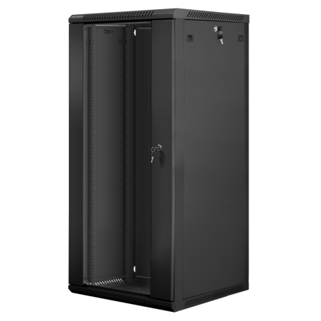 Armario lanberg mural rack 19 pulgadas 27u - 600x600 flat pack v2 negro