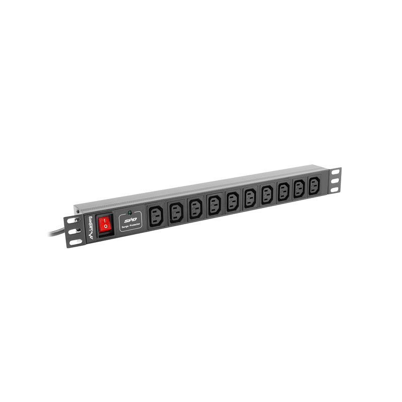 Regleta lanberg 1u 10a rack 19 10x socket negro 2m