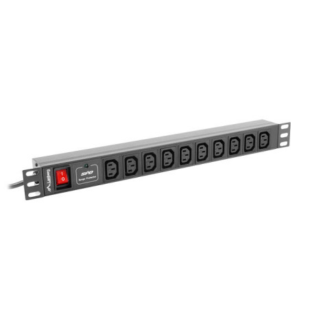 Regleta lanberg 1u 10a rack 19 10x socket negro 2m
