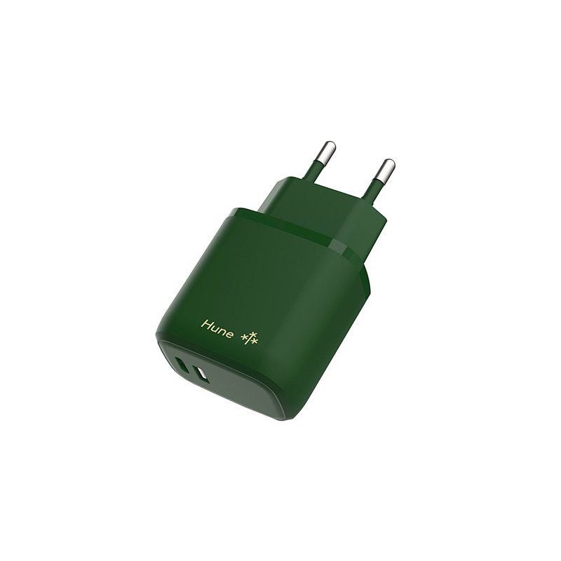 CARGADOR HUNE ECO DUAL 20W VERDE BOSQUE