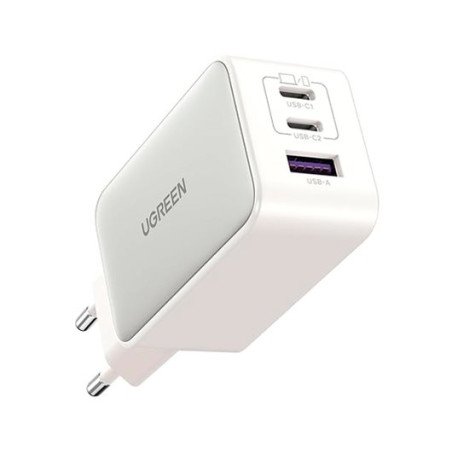 Ugreen Nexode USB-A+2*USB-C 65W GaN Tech Fast Charger White Lettore e-book, Cuffie, Auricolare, IP Phone, Tastiera, Computer