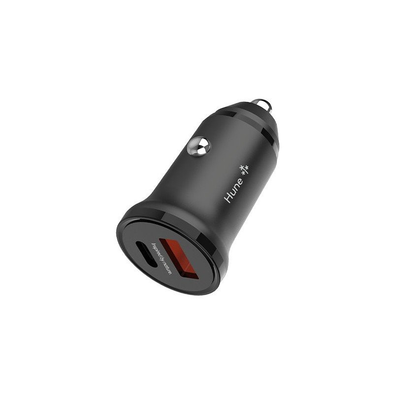 CARGADOR HUNE ECO DUAL COCHE 20W NEGRO NIEVE