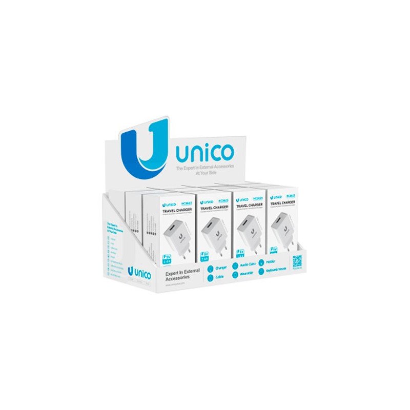 EXPOSITOR UNICO DE 12 CARGADORES SIMPLES USB 2.4A
