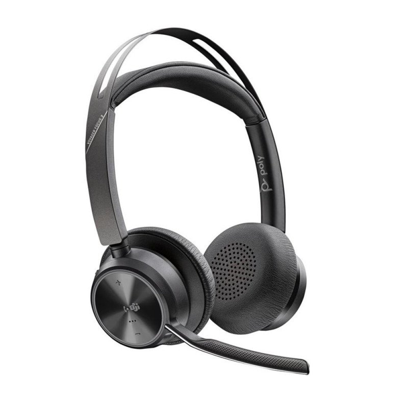 Auriculares poly voyager focus 2 usb - c - c con certificacin microsoft teams + adaptador usb - c - a + base de carga