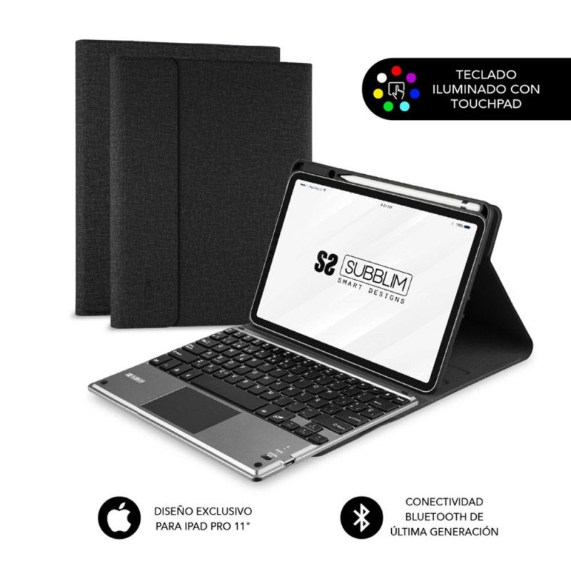 Funda + teclado subblim para ipad pro 11 pulgadas negro - gris