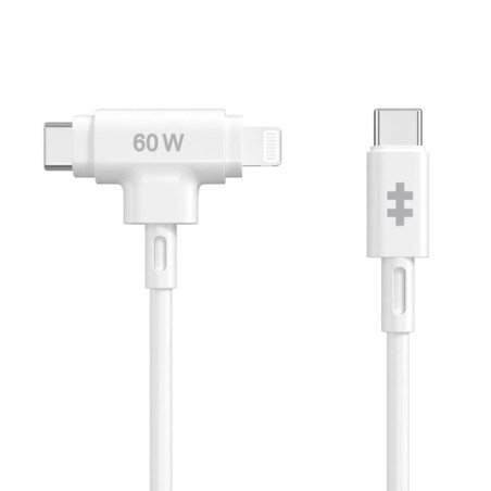 Cable usb tipo c a usb tipo c -  lightning hyper 1.5m -  macho - macho -  blanco