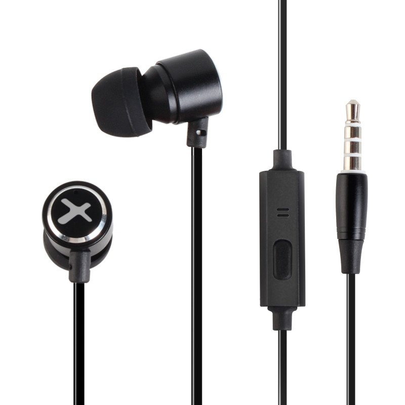 Auriculares phoenix de botn con microfono manos libres colgar y descolgar en cable conector jack 3.5 color negro