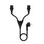 Cable alimentacion schuko a 2x c13 nanocable 1.8m -  macho - hembra -  negro