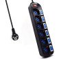 Regleta ewent 6 tomas shucko interruptor individual negro