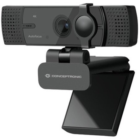 Webcam 4k conceptronic amdis07b 8.3mp -  4k ultra hd - usb - angulo vision 80 - enfoque automatico - doble microfono integrado