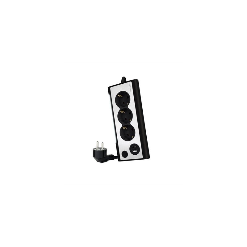 Regleta 3 tomas 1.5m con interruptor nanocalbe usb tipo a -  usb tipo c -  230v -  proteccion -  negro