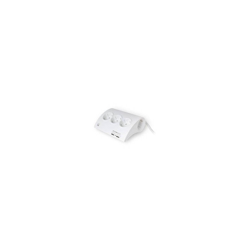 Regleta de escritorio ewent 5 tomas de corriente -  2 puertos usb -  blanco