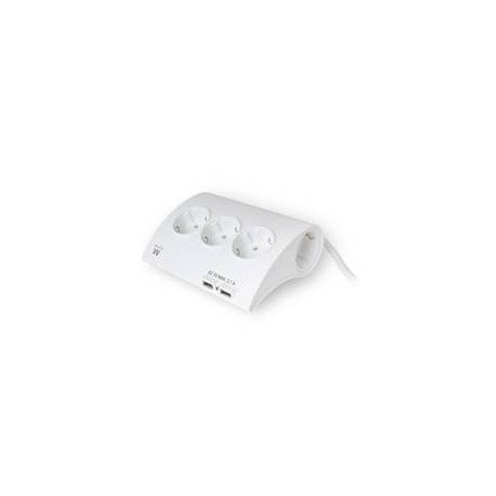 Regleta de escritorio ewent 5 tomas de corriente -  2 puertos usb -  blanco
