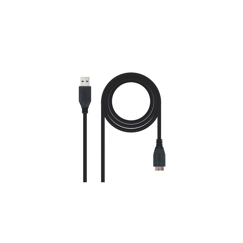 Cable usb 3.0 tipo a a micro usb tipo b nanocable 2m -  macho - macho -  negro