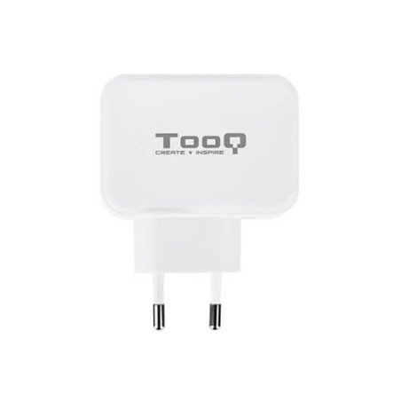 Cargador de pared doble tooq usb tipo c 3a -  usb tipo a 2.4a - 27w -  blanco